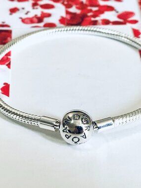 Authentic Pandora Moments Snake Chain Ball Clasp Bracelet #590728 6.3in - 16cm
